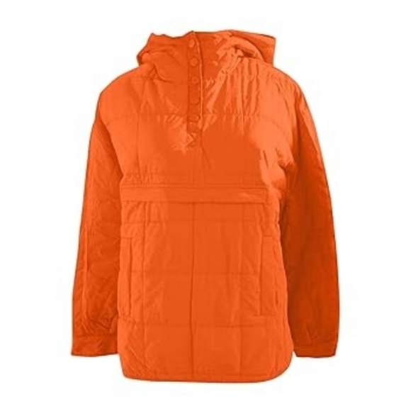 Jackets & Blazers - Orange Puffer Pullover Jacket Size Large Loose Fitting